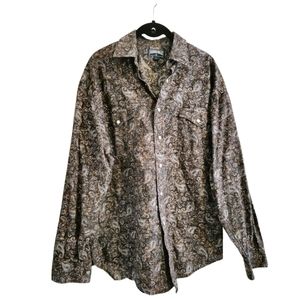 Panhandle Mens Western shirt pearl snap buttons Size Medium floral long sleeve